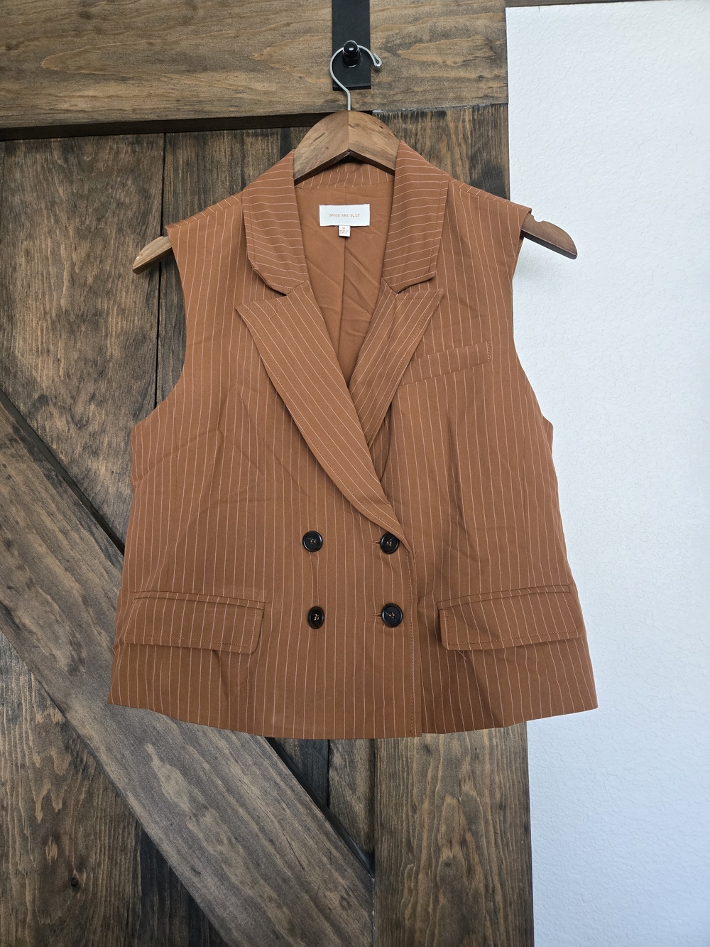 Skies Are Blue Rust Pinstripe Double-Breasted Vest